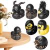 Resin Duck Statue Novelty Devil Duck Ornament Gothic Duck Sculpture Animal Figurine Duck Collectable Toys for Car Interior