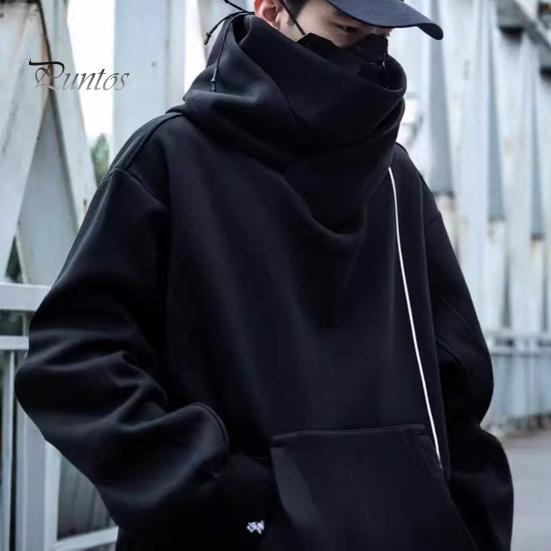 Зимняя толстовка унисекс с капюшоном и защитой шеи, высокий воротник и капюшон в стиле хип-хоп, большой передний карман, утепленная верхняя одежда для отдыха