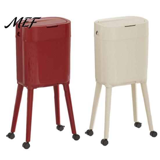 Slim Garbage Can for Bathroom Trash with Heightened Legs And Wheels, 16L Capacity Press on Lid Kitchen Wheels Bin, Retro Style Waste Container Living