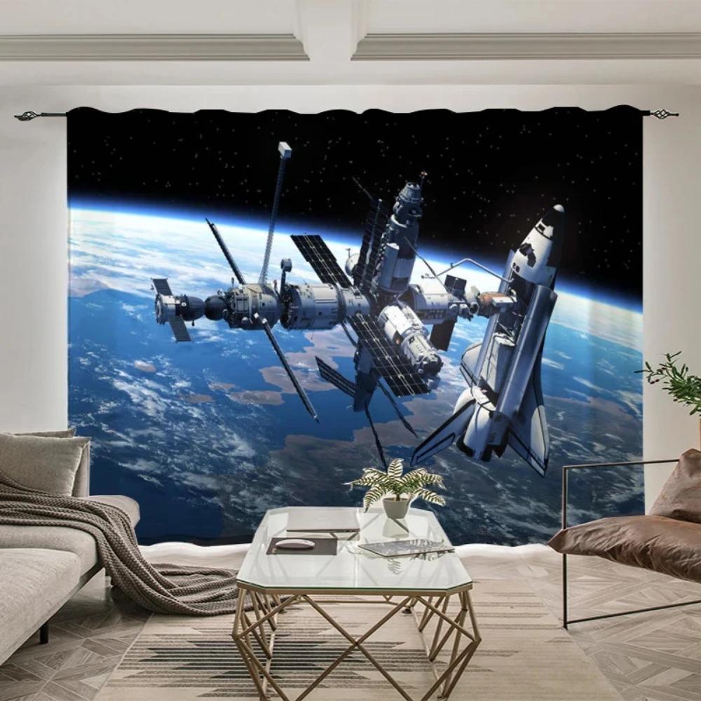 Nordic Modern Science High Shading Curtain Technology Background Space Astronaut Детская комната Мальчик Спальня Игровой зал Штора