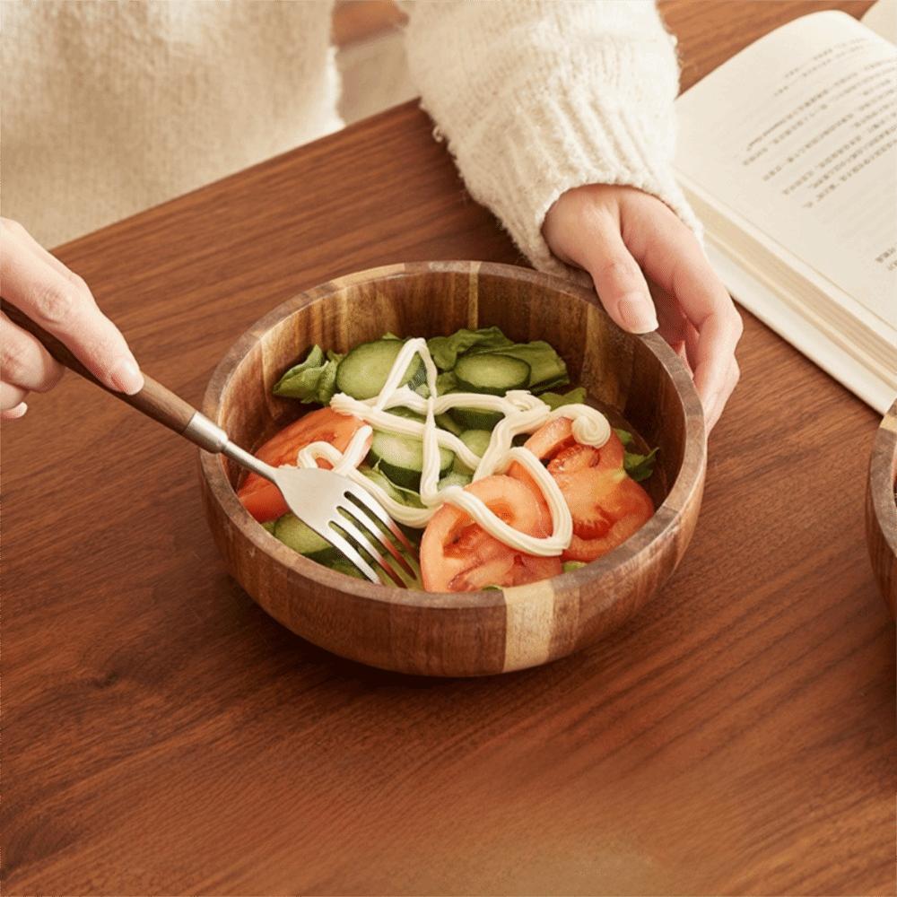 Rustic Style Salad Bowl Vintage Fruit Serving Bowl High-end Acacia Wooden Bowl Yogurt