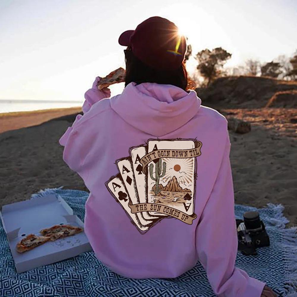 Толстовки с капюшоном Ain't Going Down Til The Sun Comes Up Толстовка в стиле вестерн Толстовка с капюшоном Desert Толстовка Cowgirl с капюшоном Пуловеры Cactus Топ