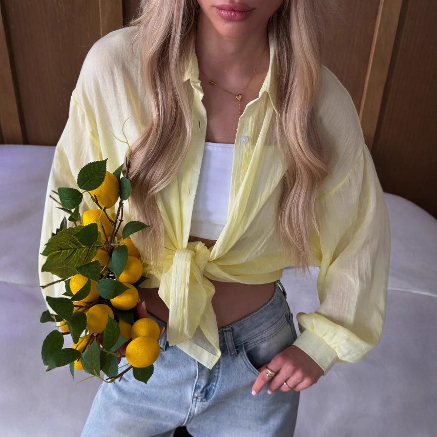 Минималистичная прозрачная рубашка с длинным рукавом: Повседневный летний накидка для защиты от солнца