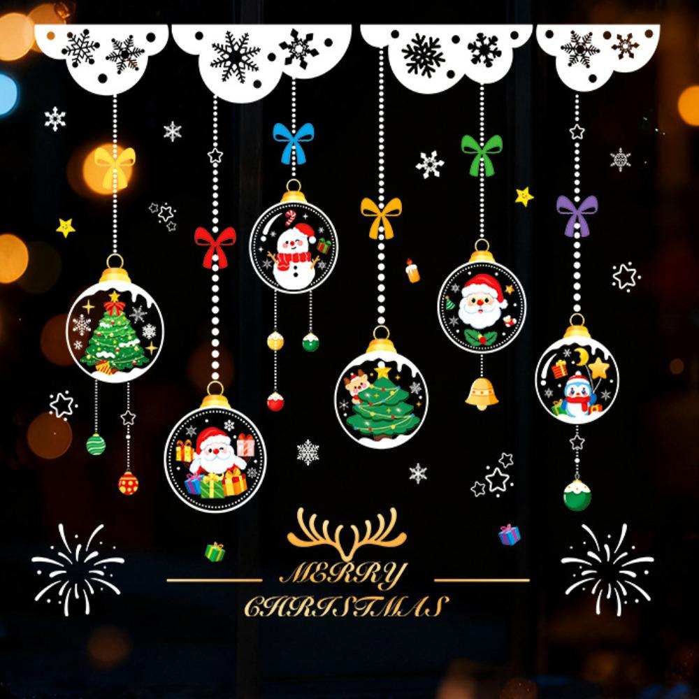 Santa Claus Christmas Tree Christmas Window Stickers Reusable Stickers Glass Stickers Christmas Wall Sticker PVC Electrostatic
