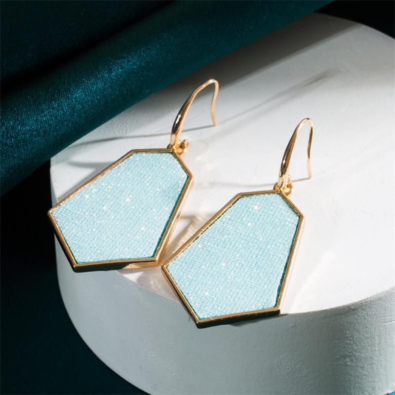 Exaggerated Super Flash Leather Earrings Rhombus Alloy Fashion Graceful