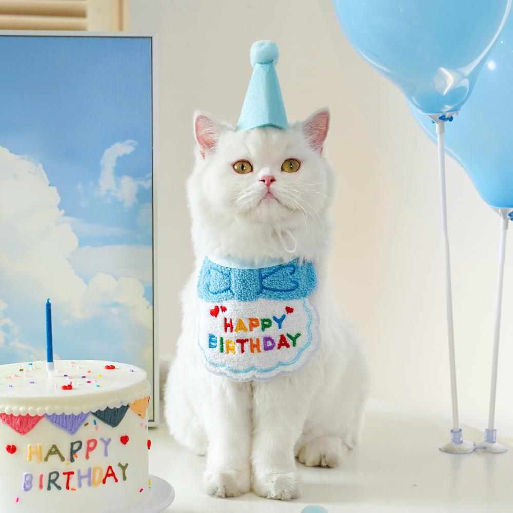 Pet Party Birthday Dress Up Saliva Scarf Bib Scarf Dog Cat Hat Accessories Supplies