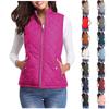 Женская мода, повседневный однотонный теплый хлопковый жилет с воротником-стойкой на молнии и карманом, пальто