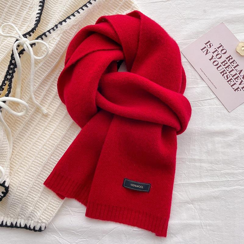 Winter High-end Pure Wool Knitted Scarf, Red Scarf, Gifts for Men and Women Couples, New Models