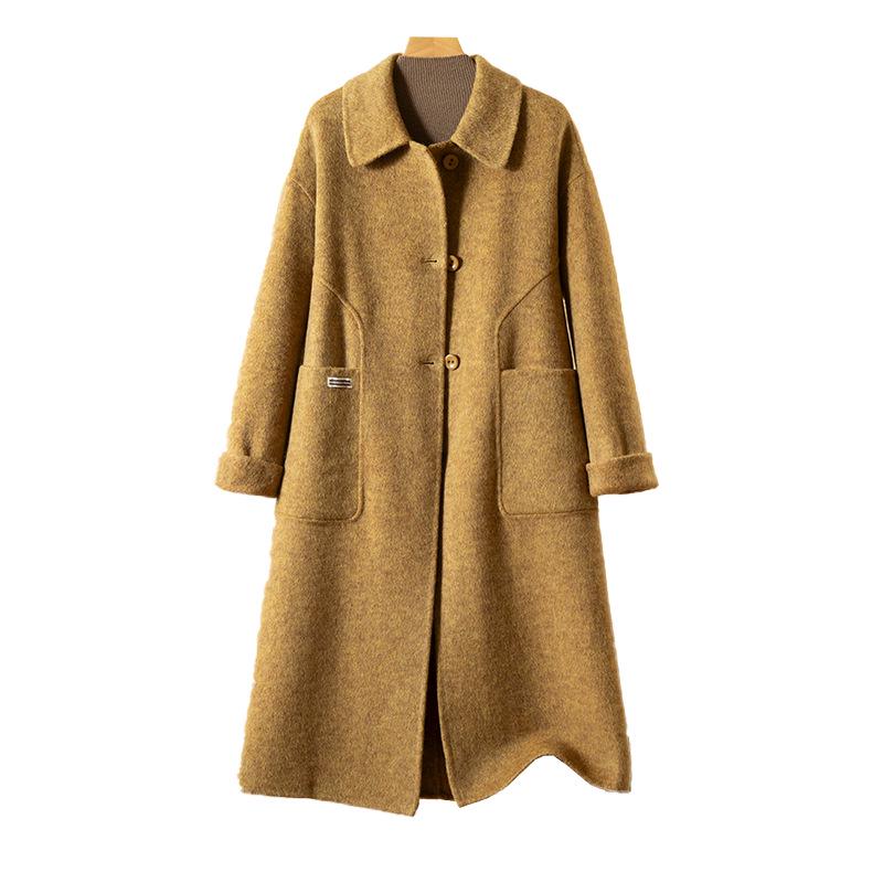 Women's Double-Sided Cashmere Over-the-Knee Coat - 2025 Autumn/Winter Lapel Style