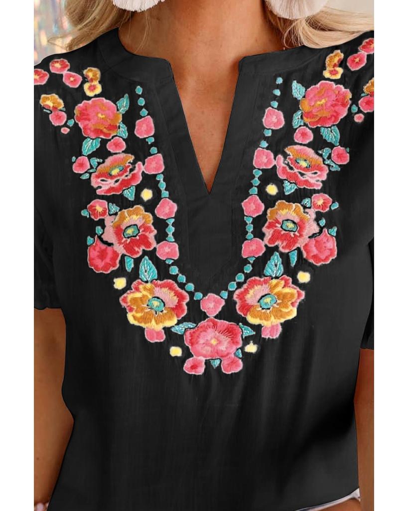 Azura Exchange Блузка с вышитыми воланами и рукавами-фонариками