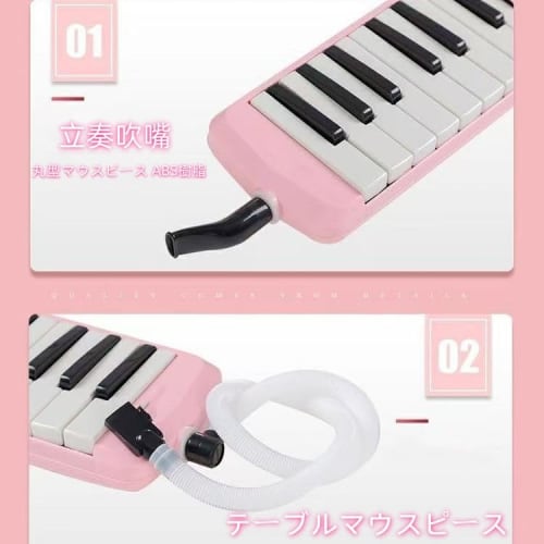 32-Key Melody Harmonica, Suitable for Standing and Tabletop Play, Handbag or Shoulder Strap, Includes a Wiper Spout, Hose, and Case for Easy Transport
