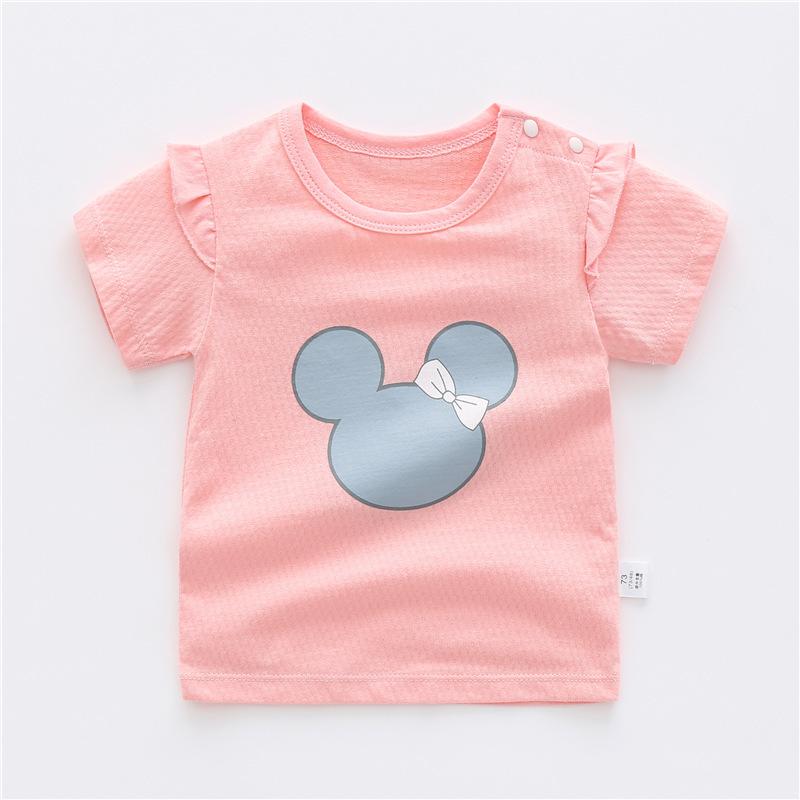 Детский топ из чистого хлопка с короткими рукавами, летняя тонкая детская одежда для маленьких девочек, футболка для детей 0 лет, 1 мальчика, 3 детей, дети с половиной рукавов