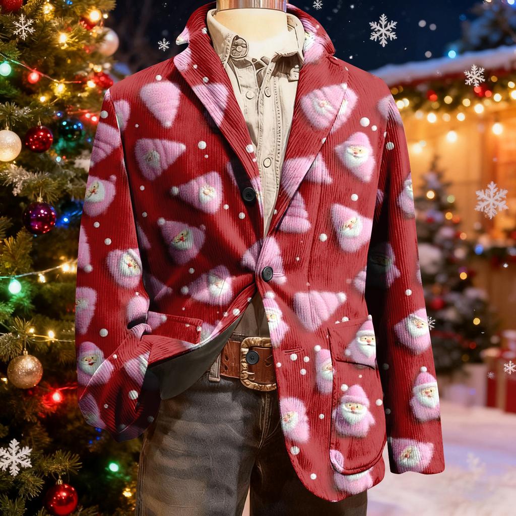 Мужской уродливый рождественский вельветовый теплый карманный пиджак-кардиган, мужской повседневный костюм