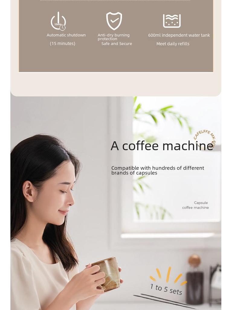 5-in-1 Fully Automatic Capsule Coffee Machine with 7 Hot/Cold Levels for Espresso and American Coffee