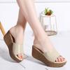 Летний кожаный спуск с женскими тапочками, босоножки на толстой подошве, босоножки на высоком каблуке, женская обувь на высоком каблуке