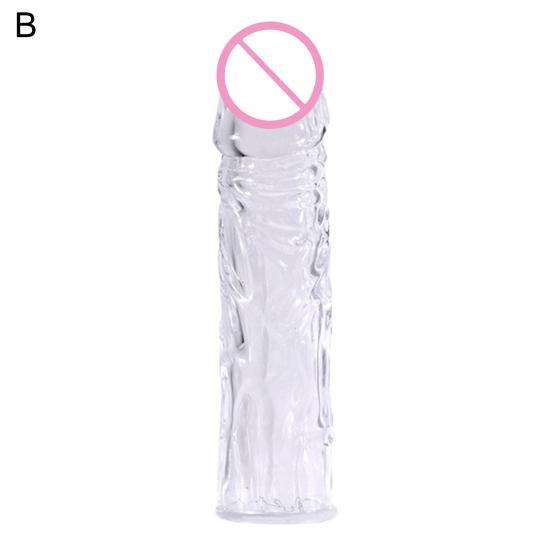 Penis Extender Reusable Sexual Stimulation Silicone Sex Condom Delay Sleeve for Couple