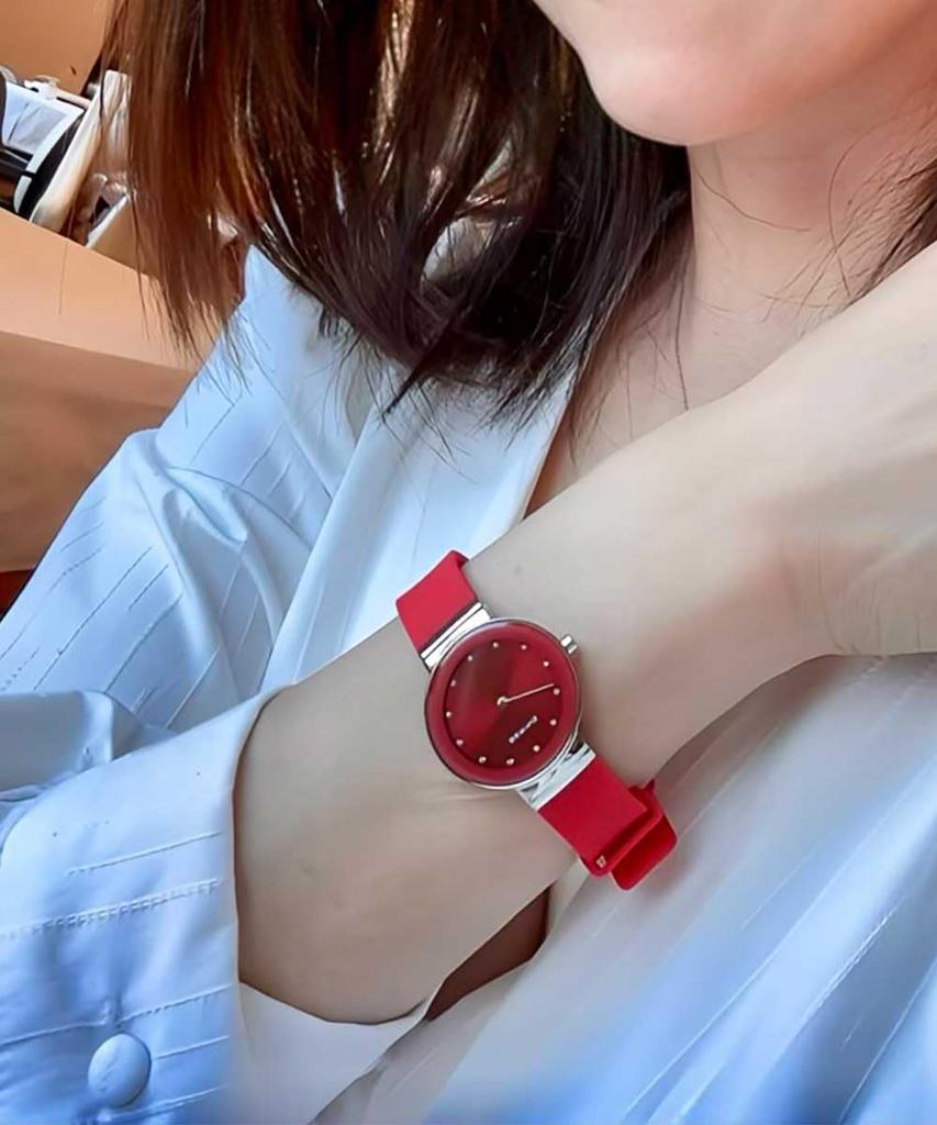 Красочные летние часы красные [Bering] 10129-503 женские