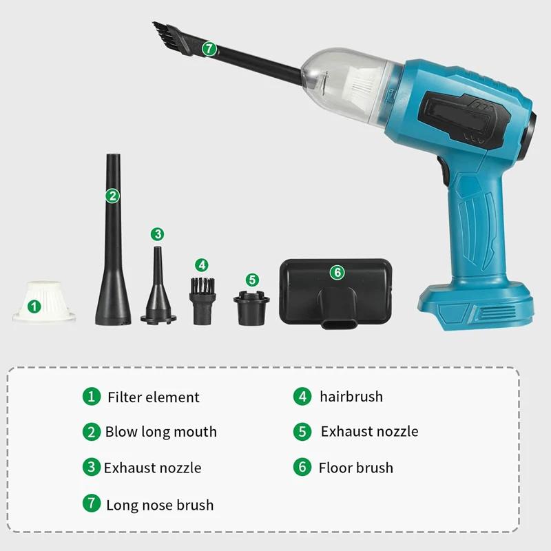Автомобильный пылесос 3-в-1 Замена для аккумуляторов DeWalt/Makita/Milwaukee 18V Электрический пылесос Двойное использование для дома и автомобиля для чистки автомобиля