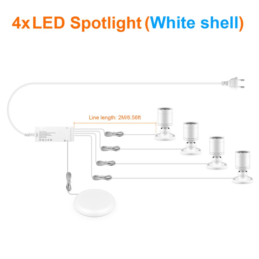 Коллекционный витринный шкаф Подполочные светодиодные точечные светильники с сенсорным диммируемым выключателем для вина, ювелирных изделий, игрушек, декоративное освещение