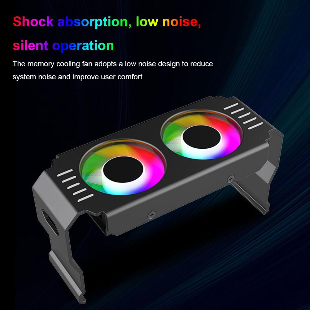 Радиатор охлаждения оперативной памяти 4-контактный PWM/5V 3-контактный ARGB Радиатор охлаждения памяти ПК 1000-4500+ об/мин с двумя 120-мм вентиляторами для охлаждения DDR4 DDR5