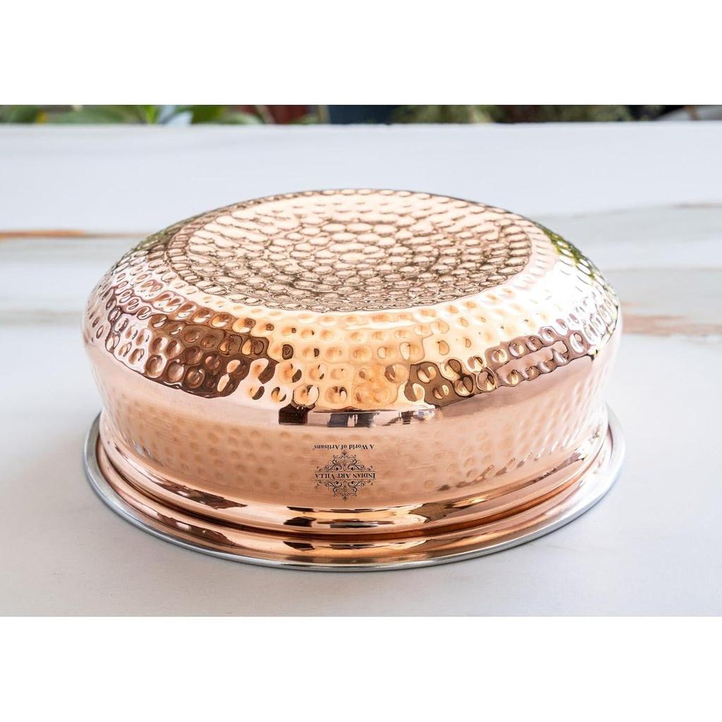 Steel Copper Serving Handi Bowl, Serveware & Tableware, Home Restaurant, Volume-300 ML, Pack of 2
