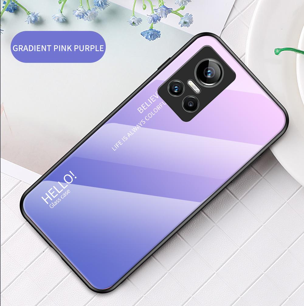 Для Realme 7 8 9 Pro + Narzo 30 50A 50i 50 Pro C11 C21 C15 GT Neo2 3 3T C31 4G 5G чехол с градиентом Aurora из закаленного стекла, мягкая рамка, задняя крышка, чехол для телефона