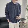 Men's Retro Japanese POLO Collar Sweater: Thick, Loose, Half-Zip for Autumn/Winter