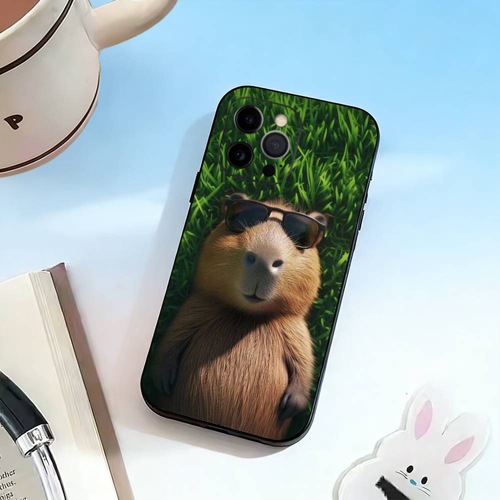 Cute-Capybara Phone Case For iPhone 17, 16,15,14,13,12,11 Plus,Pro Max, Others Soft Black Cover