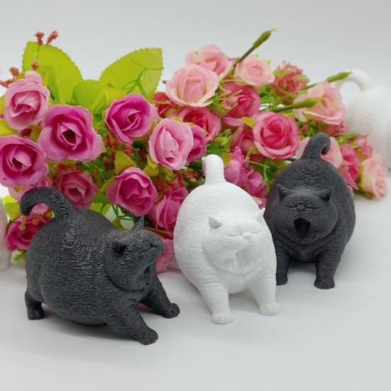 DYS 3D-печатная милая пухлая фигурка зевающего кота, черно-белая, широкое устойчивое основание против опрокидывания, настольный декор для зоомагазина, спальни и День рождения любимого человека