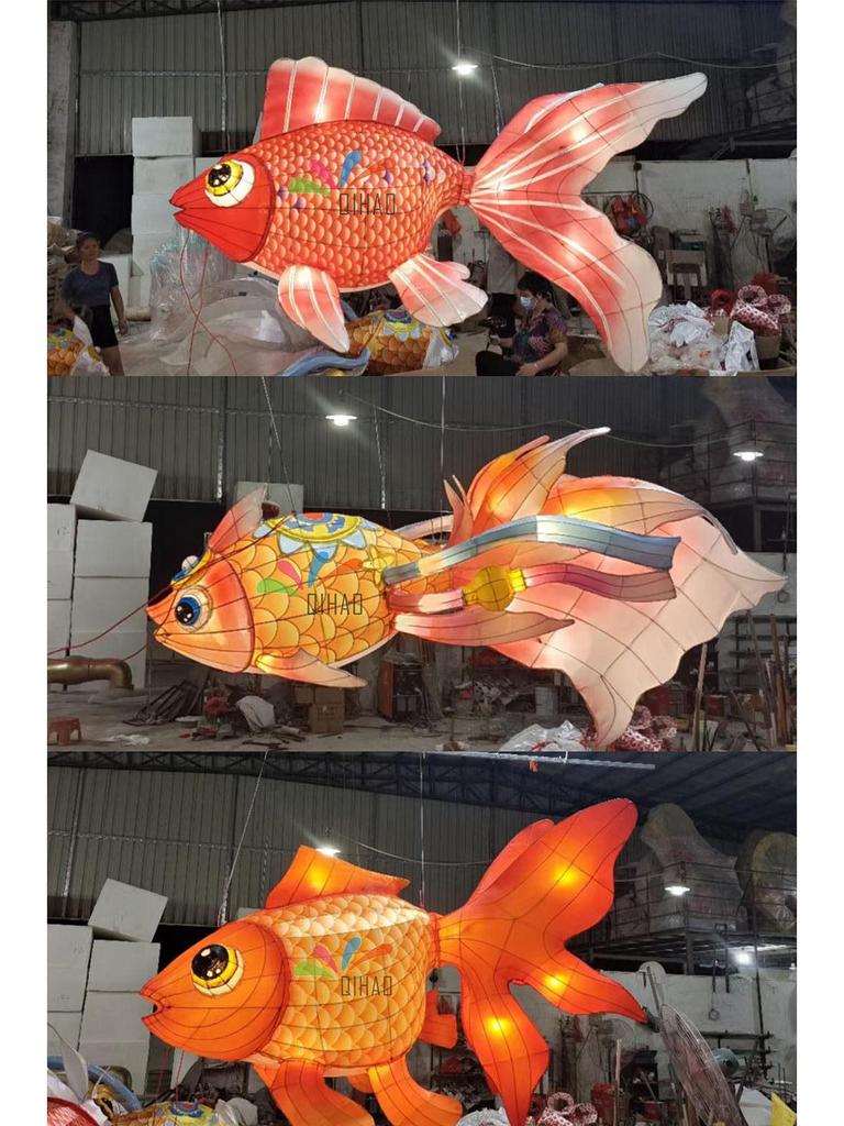 Luminous Fish-Shaped Waterproof Lanterns for Restaurants with Colored Flower Chandelier Lights