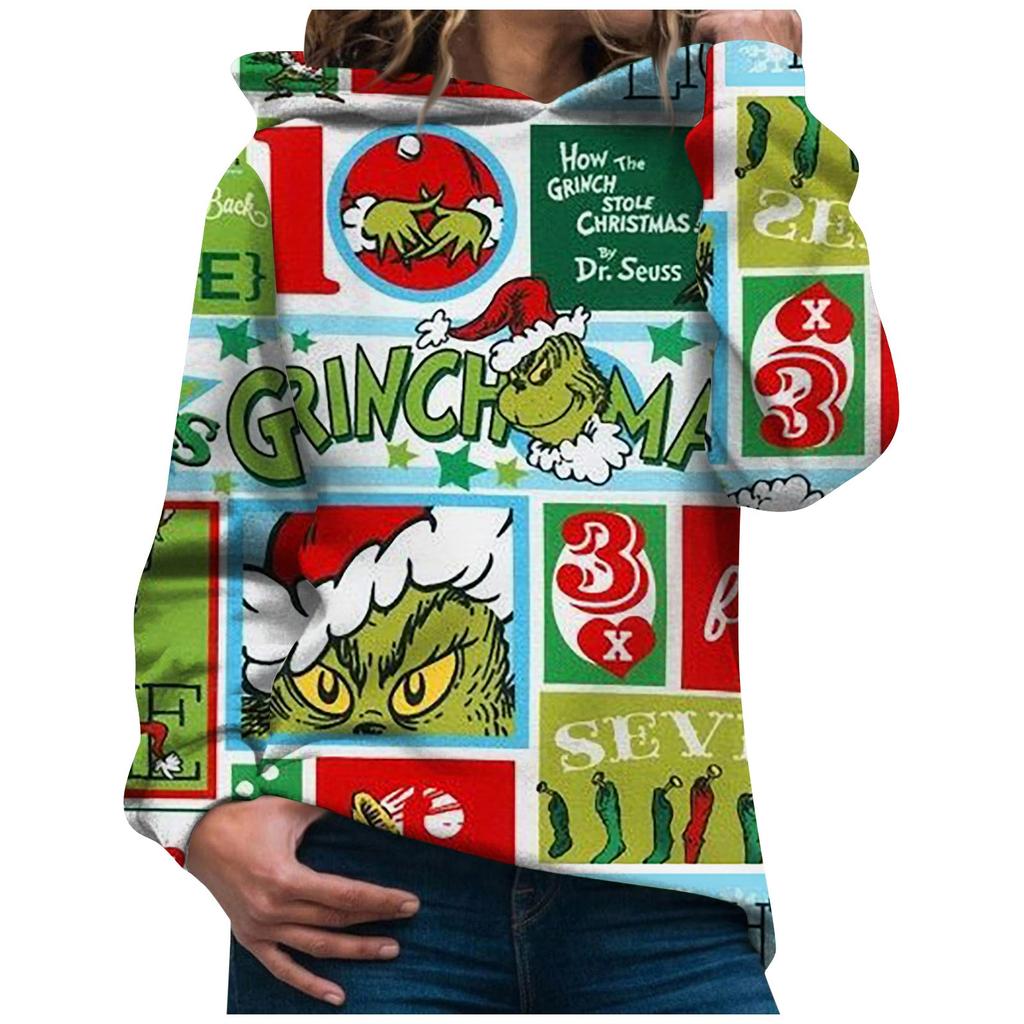 Christmas Hooded Sweatshirts For Women Casual Long Sleeve Pullover Sweatshirt Fall Winter Clothes