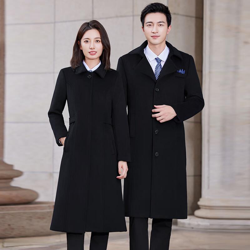 Teluoman Unisex Detachable Wool Blend Professional Long Coat