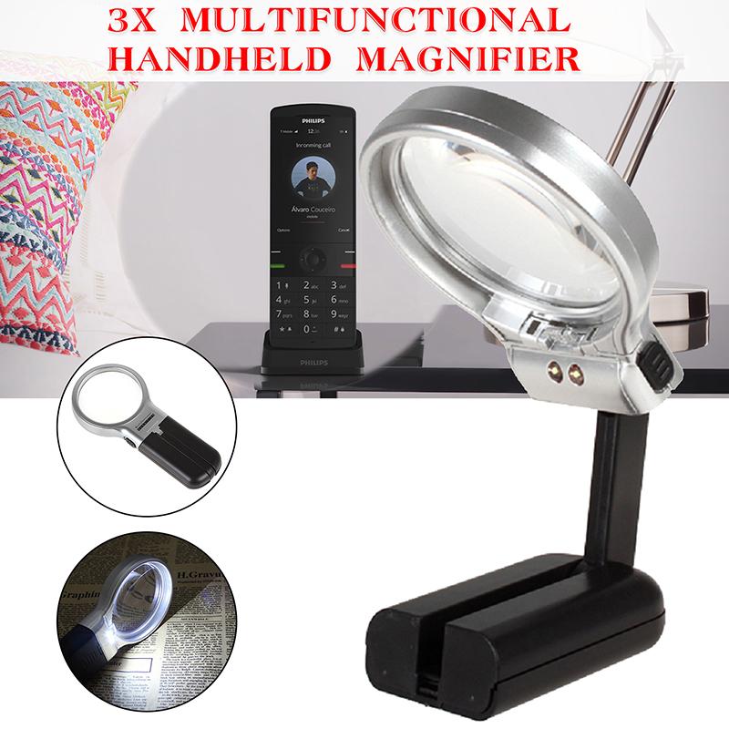 WCIC Новый многофункциональный портативный настольный компьютер 3 в 1, складное 3-кратное увеличительное стекло с 2 светодиодными HD-объективами