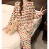 Fashion Little Girl Women's Sweet Pajamas Romantic Colorful Heart Print Homewear Spring De Velvet Sleepwear