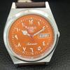 AUTOMATIC VINTAGE REFURBISHED SEIKO 5 6309A JAPAN MENS ORANGE WATCH a442578-1