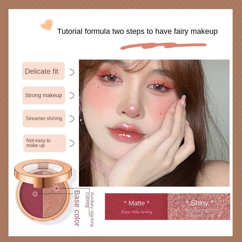 Two-tone Eyeshadow Palette Earth Pearlescent Matte Natural Brightening Sleeper Silkworm Contouring Waterproof Eyeshadow Tray Lasting Setting Makeup