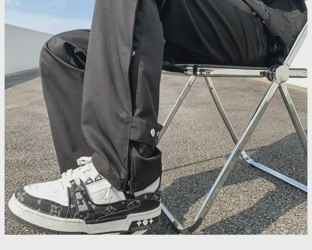 Мужские черные брюки Combat на пуговицах — американский уличный стиль, модная рабочая одежда для весны и осени, красивый расклешенный дизайн