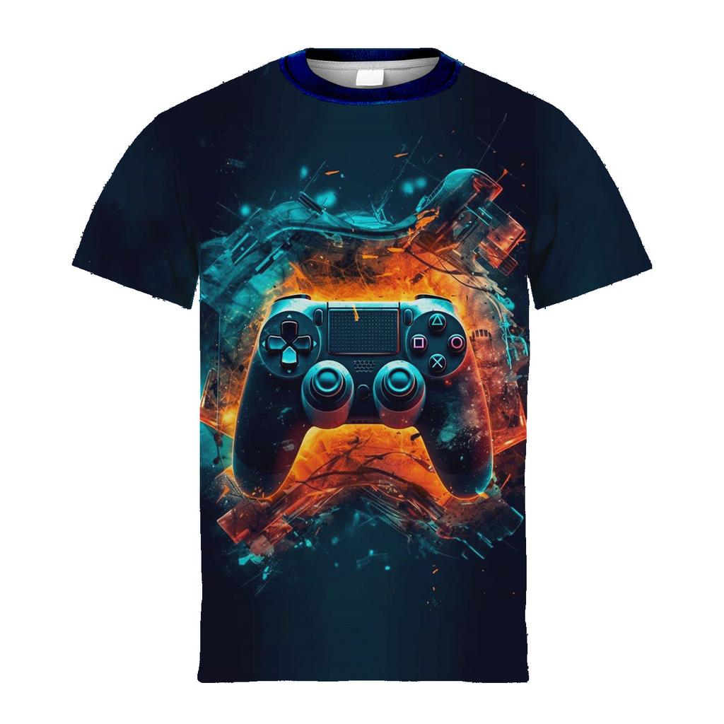 Детский топ, стильная красочная футболка с 3D-узором для геймпада, футболки с коротким рукавом для детей, повседневные футболки, классная одежда для мальчиков на лето