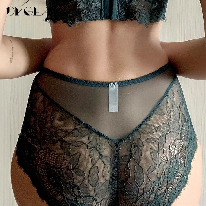 DKGEA Sexy Panties Transparent Women Underwear Lace Plus Size Briefs High-Rise