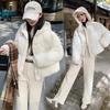 Зимний новый корейский короткий теплый хлопковый костюм с капюшоном для женщин, модные жилеты можно снять и носить два пальто