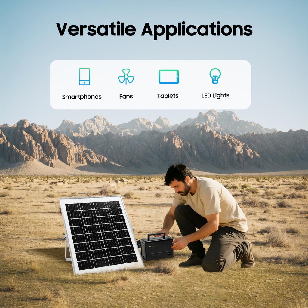 Инвертор солнечной энергии 15 Вт с 4 светодиодными лампами, водонепроницаемый портативный солнечный генератор IP65 для дома, аварийных ситуаций, кемпинга на открытом воздухе, каравана