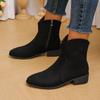 Распродажа женской обуви 2024 года, модные женские ботинки с боковой молнией, зимние замшевые однотонные короткие бочонки на низком каблуке, большие размеры, Botas De Mujer