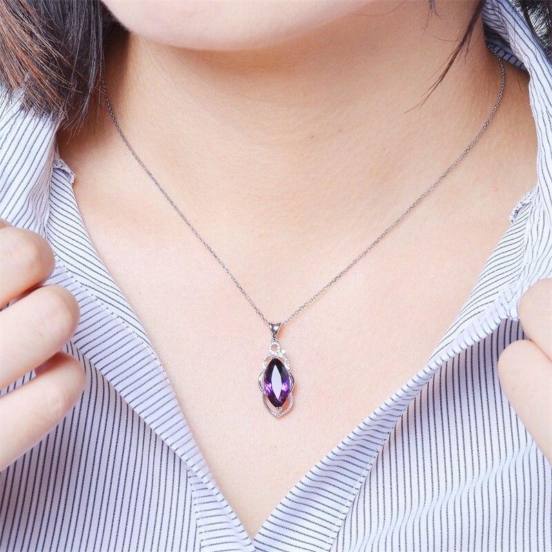 BELLA BOX Классическое ожерелье с подвеской для женщин с фиолетовым цирконом, роскошные помолвочные украшения