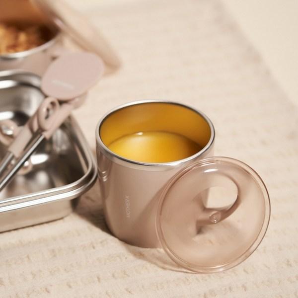 Набор чашек Mother K из нержавеющей стали + крышка, бежевый, 2 комплекта