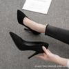 High Heels Women's Spring and Autumn New Black Thin Heels Pointed Light Mouth Suede Professional Shoes Etiquette Shoes