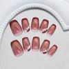 T218 Wine Stain Silk Short Nails French Magnetic Cat Eye Sweet Super Sparkly European 30Pcs/Strip For Ladies Non Special Cosmetics