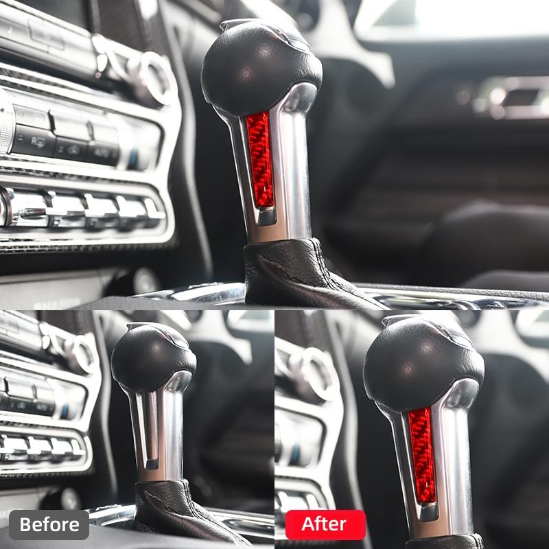For Ford Mustang GT 2015-2021 Accessories Carbon Fiber Interior Car Gear Lever Both Sides Trim Cover Trim Sticker Decal Decor ybln9
