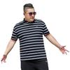 Мужская рубашка-поло больших размеров с короткими рукавами больших размеров, полосатая молодежная футболка с лацканами с половиной рукавов, размер 195