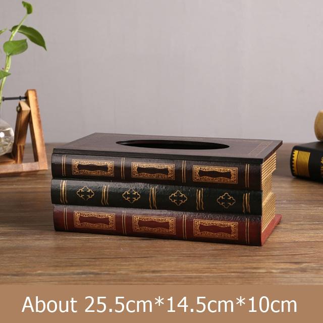 Антикварная деревянная модель книги, коробка для салфеток, декоративная классическая объемная подставка для салфеток, домашняя повседневная необходимость, посуда, орнамент, ремесло