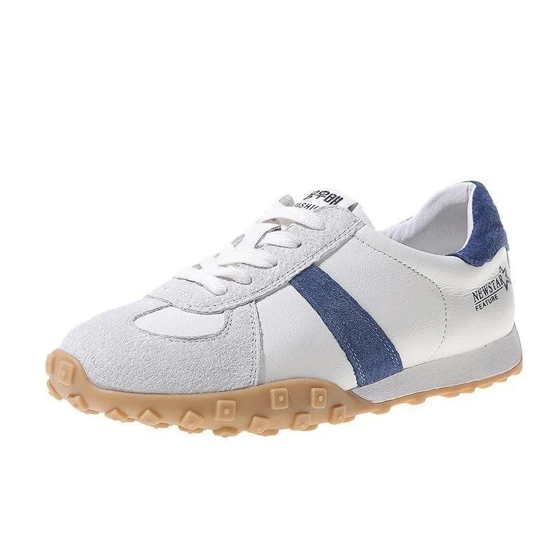 Women Soft Leather Shoes Comfortable Breathable Casual Sneaker 2024 New Fashion Lace-up Non-slip Sports Running Flat Shoes